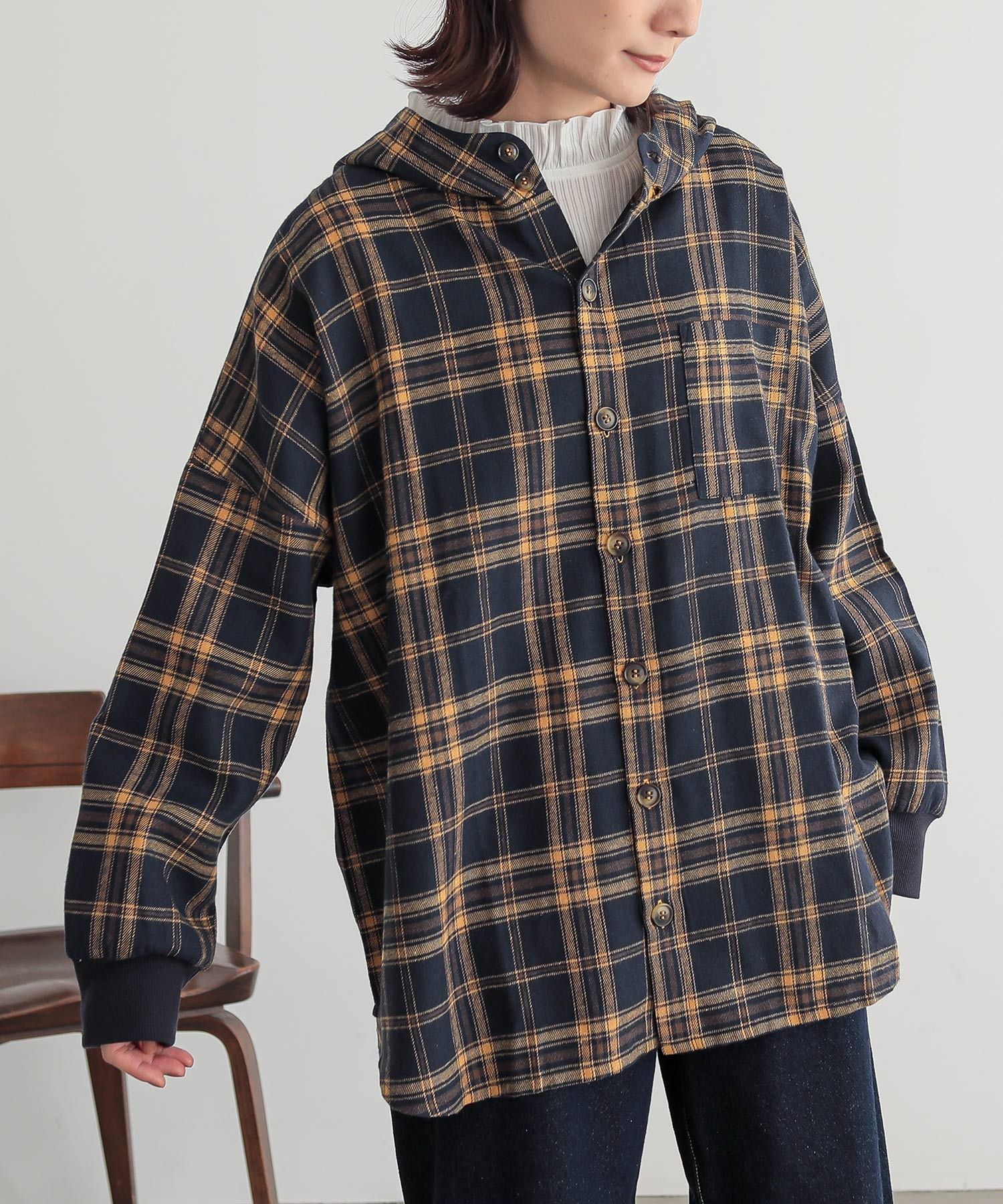 yori ライトチェックパーカー yori ライトチェックパーカー ヨリ