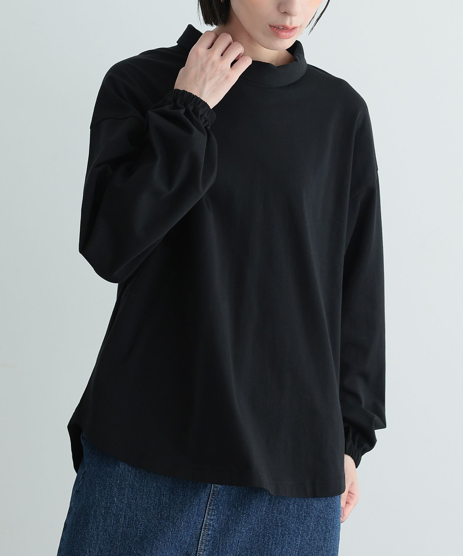 ODOR ブラック 長袖トップス osharewalker（オシャレウォーカー） カットソー 長袖 レディース