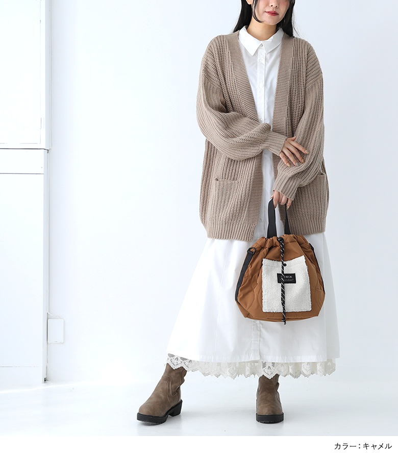 ショルダーバッグ レディース ファッション雑貨 鞄 かばん 巾着バッグ ハンドバッグ 2way ポケット ボア キルティング ドロスト 秋 冬「メール便不可」「20」 | osharewalker | 04