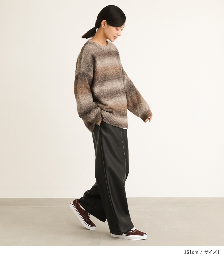 osharewalker ストレートパンツ フェイクレザー レディース