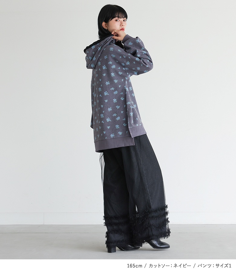 2点コーデセット 2026 レディース カットソー 長袖 トップス フード付き 花柄　デニム ボトムス ワイドパンツ ジーパン 「送料無料」「メール便不可」「40」 | osharewalker | 05