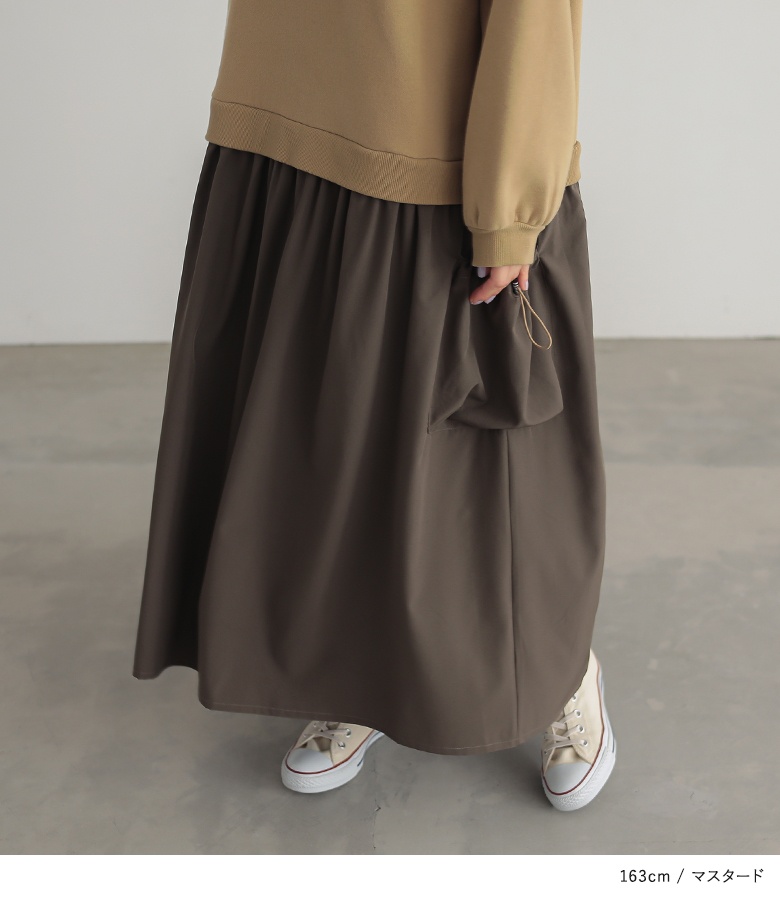 ワンピース レディース 長袖ワンピース ドッキング ドッキングワンピース あったか 裏起毛 異素材 「メール便不可」「40」 | osharewalker | 15