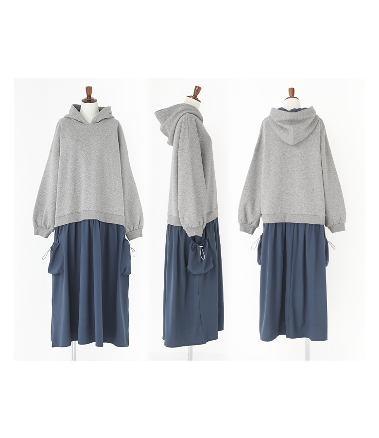 osharewalker ワンピース レディース 長袖ワンピース ドッキング