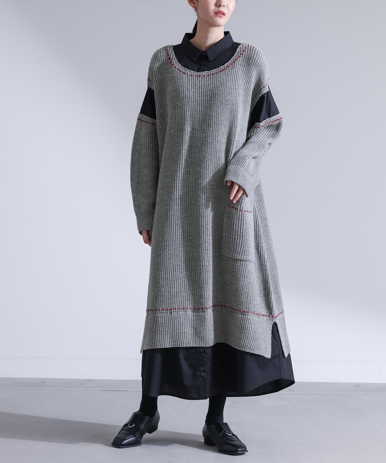 osharewalker（オシャレウォーカー） ニットワンピース ロング 長袖 