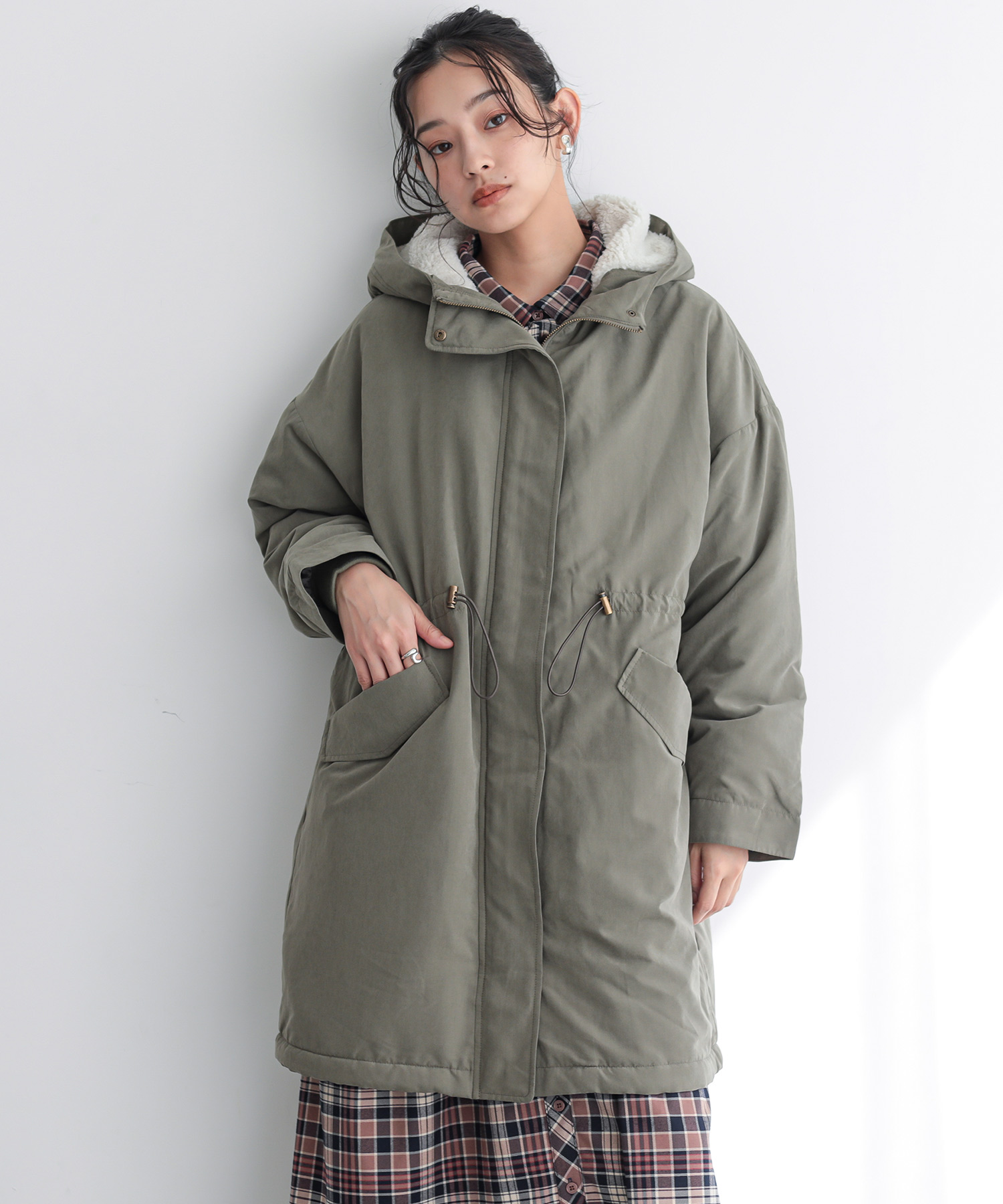 ベージュ 取り外し可能なボア裏地 モッズコート ブルーレーベル♡防寒着 osharewalker（オシャレウォーカー） 裏ボア コート モッズコート