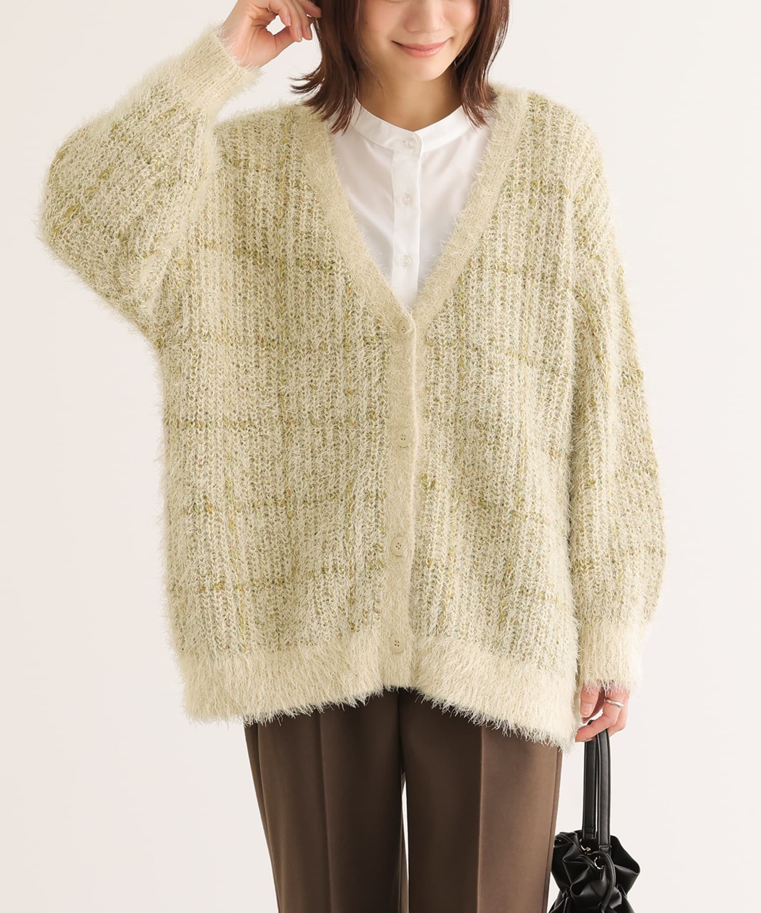 ARQUE オーバーサイズニットカーディガン osharewalker（オシャレウォーカー） カーディガン レディース 黒