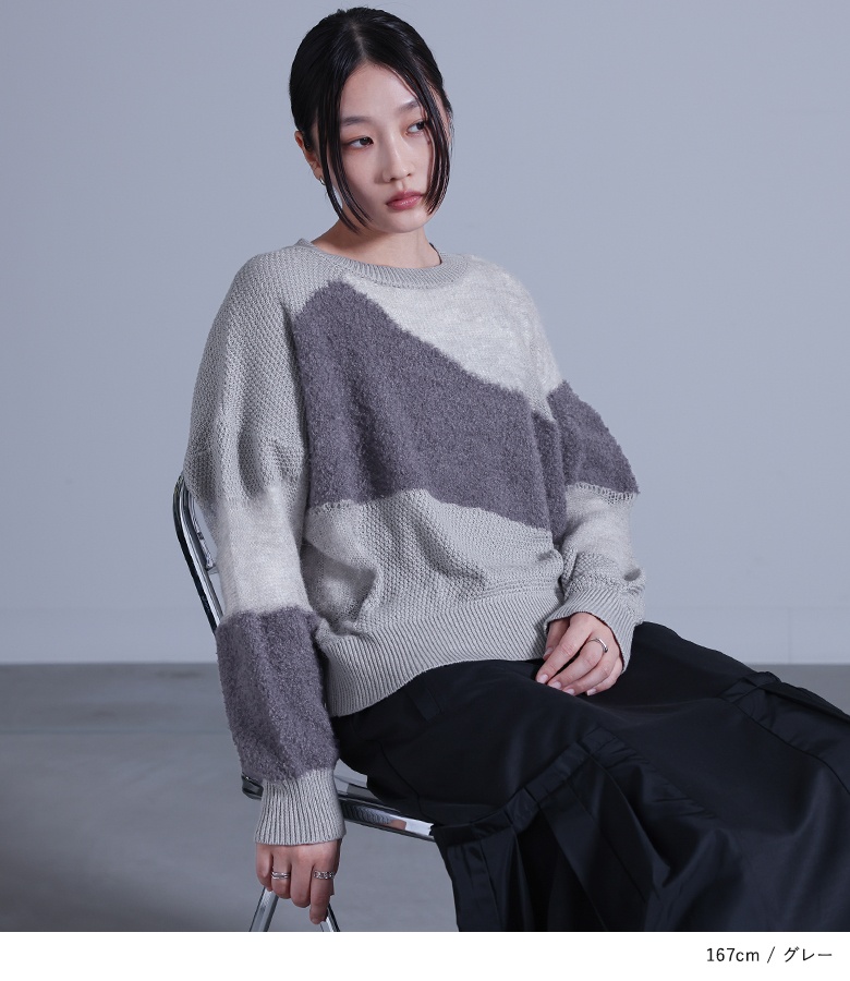 ニット 長袖 レディース トップス セーター 透かし編み 肌見せ ざっくりニット レイヤード 重ね着 透け感【メール便不可】【30】 osharewalker ニット 長袖 レディース トップス セーター 透かし
