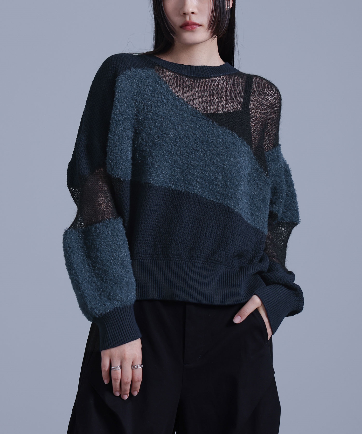ニット+セーター Layered Sleeve Knit osharewalker（オシャレウォーカー） ニット 長袖 レディース トップス