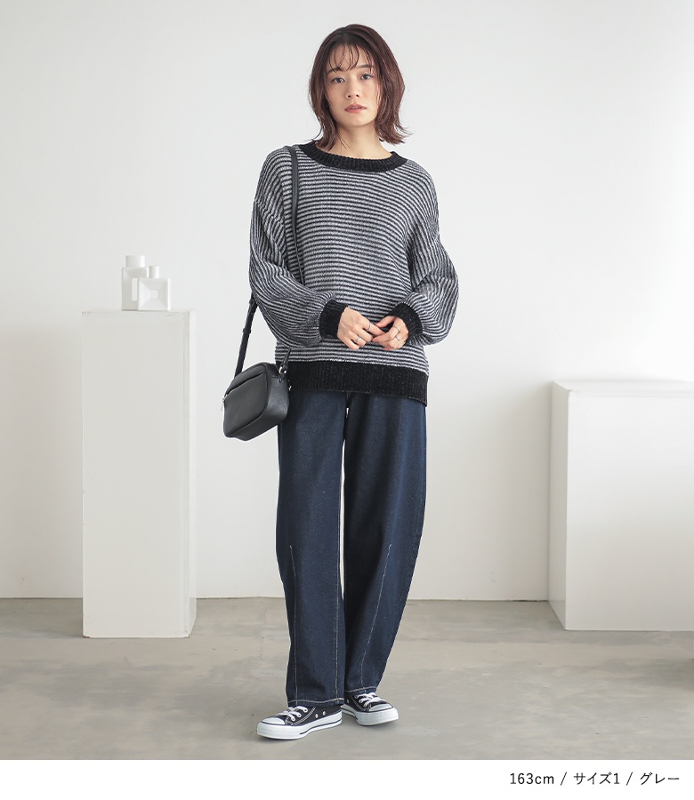 トップス ニット 長袖 長袖ニット レディース ぽわん袖 ボリューム袖 ゆったり ゆるっと    返品交換不可「メール便不可」「30」 | osharewalker | 12