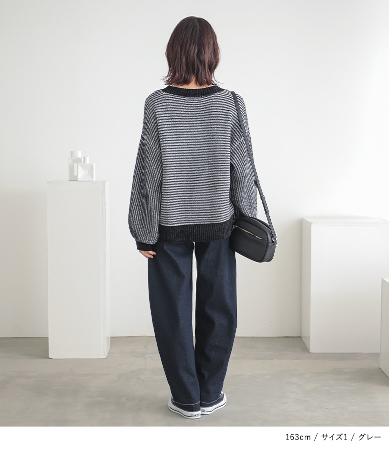 トップス ニット 長袖 長袖ニット レディース ぽわん袖 ボリューム袖 ゆったり ゆるっと    返品交換不可「メール便不可」「30」 | osharewalker | 13