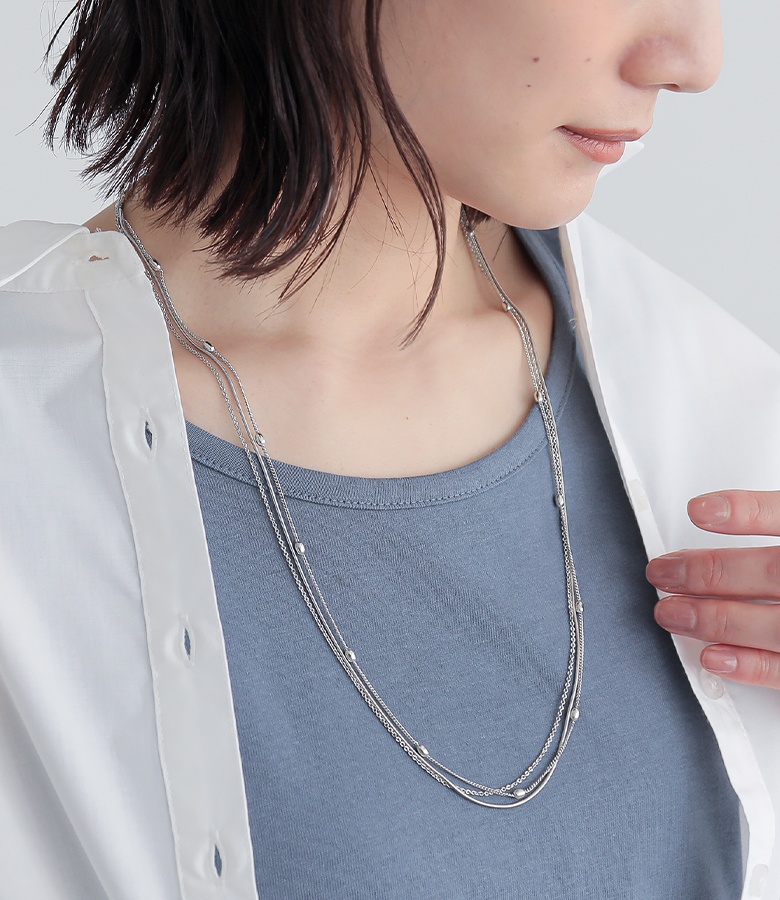 ネックレス アクセサリー 3連チェーン アクセ...の詳細画像2