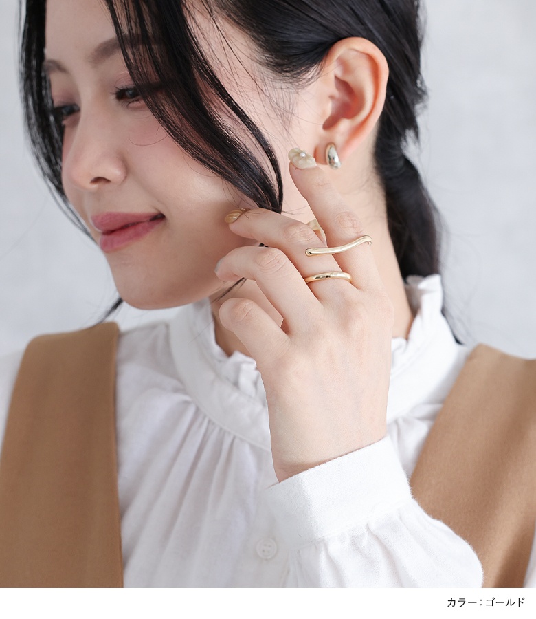 リング レディース アクセサリー 指輪 ダブル...の詳細画像3