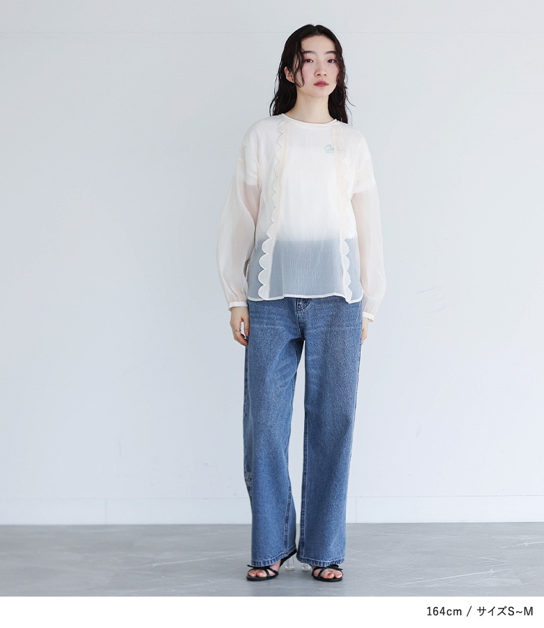 デニム レディース ボトムス パンツ ロング丈 ワイド ストレート ジーンズ 綿100％ 花柄 50代 春 夏 秋 冬 「メール便不可」「20」 | osharewalker | 09