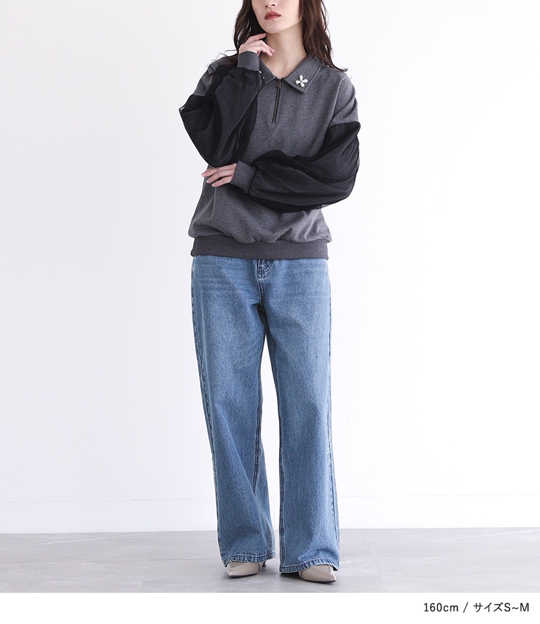 デニム レディース ボトムス パンツ ロング丈 ワイド ストレート ジーンズ 綿100％ 花柄 50代 春 夏 秋 冬 「メール便不可」「20」 | osharewalker | 11