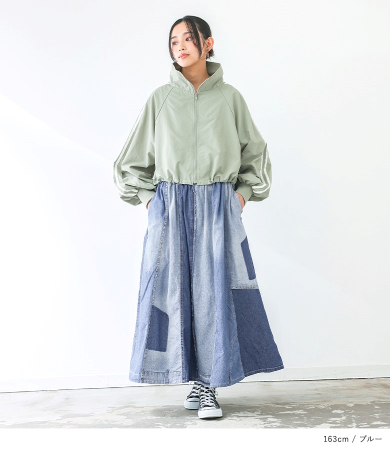 ロングスカート レディース デニム パッチワーク 綿100％ コットン100％ 春 夏 秋 冬 オールシーズン オシャレウォーカー「メール便不可」「20」 | osharewalker | 13