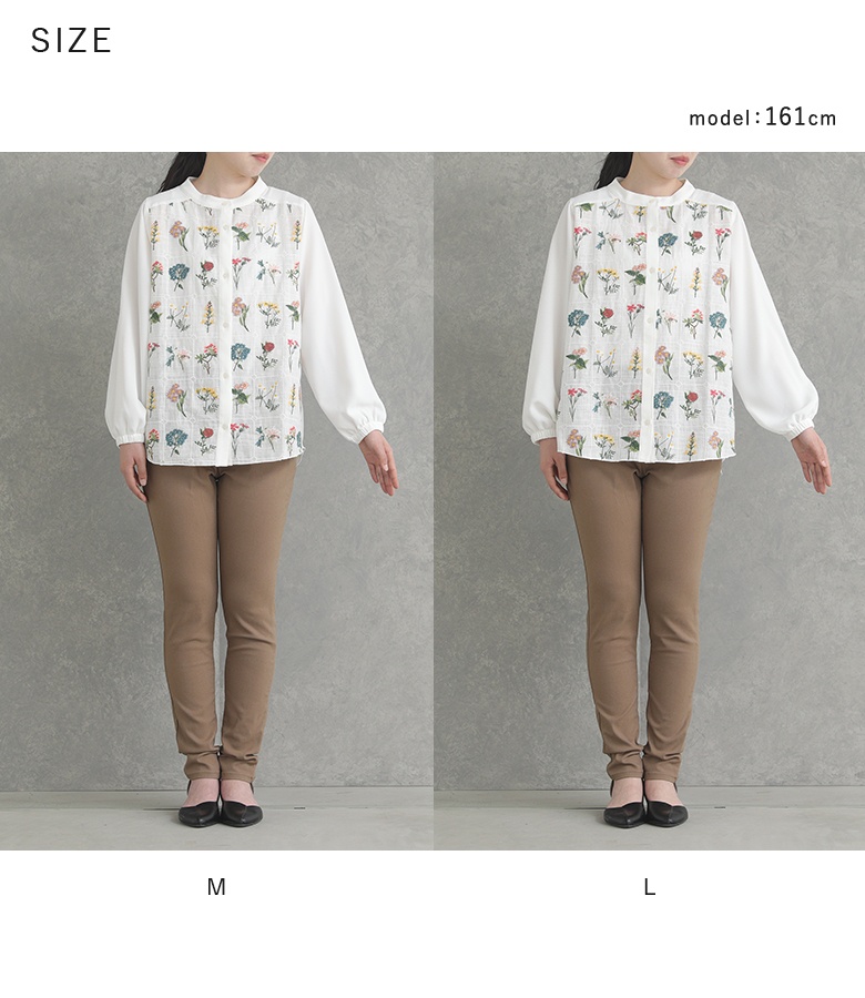 osharewalker ブラウス レディース トップス 長袖 花 フラワー