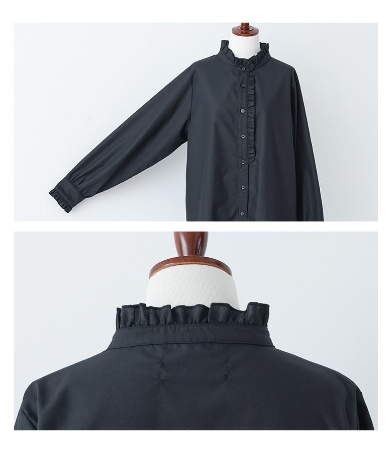 未使用保管品　OLLEBOLEBLA　綿ジャージブラウス　長袖　黒 soulberry（ソウルベリー） 【ついに再入荷！】O.W.N まるい襟のプル