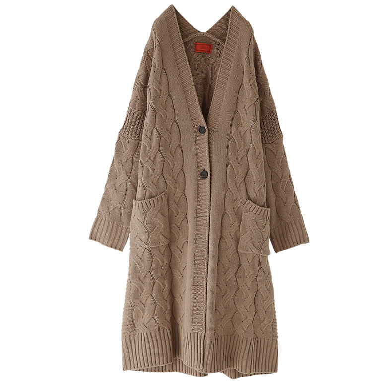 ロング カーディガン レディース 秋冬 ニット ライトアウター ざっくりケーブルニットロングカーディガン 返品交換不可 メール便不可 オシャレウォーカー 通販 Paypayモール