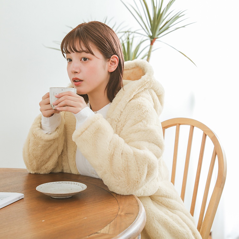 ルームウェア フーディ パーカー レディース トップス 部屋着 ゆったり あったか ふわふわ 冬 着る毛布  「メール便不可」「70」 | osharewalker | 01