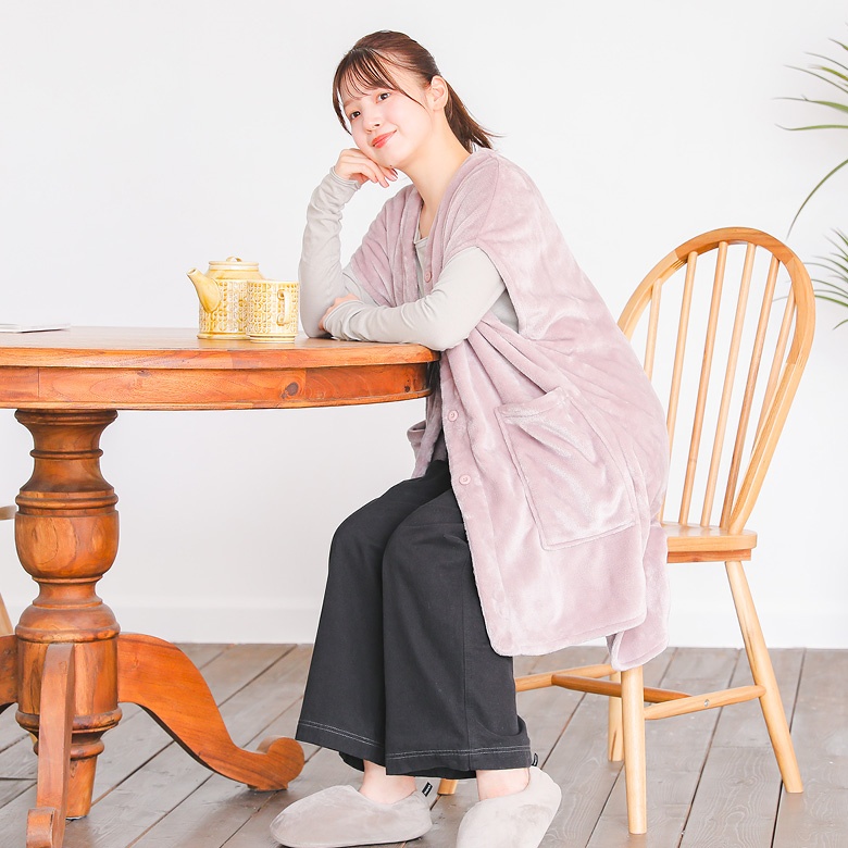 ルームウェア レディース トップス 部屋着 ベスト 羽織り 暖かい あったか 前開き 着る毛布 ロング ふわふわ WARMY 「メール便不可」「30」 | osharewalker | 13