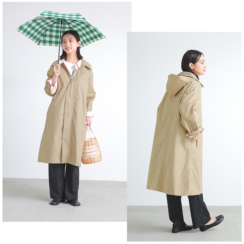レインコート レインウェア カッパ 雨具 ステンカラー ロング スタンド