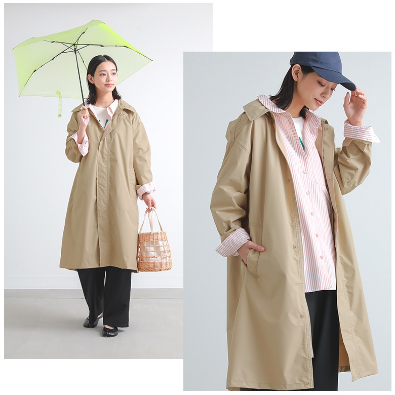 レインコート レインウェア カッパ 雨具 ステンカラー ロング スタンド