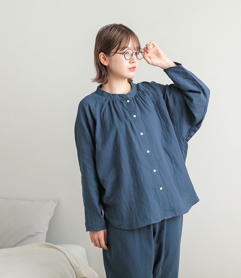 パジャマ レディース ルームウェア 綿100％ 前開き 長袖 ダブルガーゼ