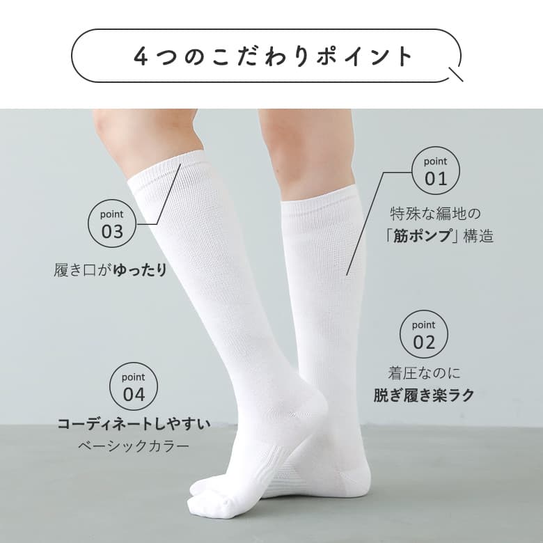 着圧ソックス 靴下 着圧 ハイソックス レディ...の詳細画像4