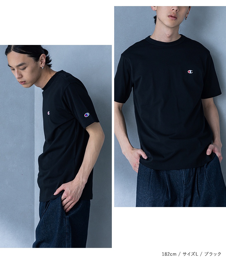 Tシャツ メンズ 夏 春 トップス カットソー 半袖 ロゴ 刺繍 ワンポイント 綿100％ クルーネック インナー チャンピオン Champion「メール便可」「10」 | osharewalker | 10