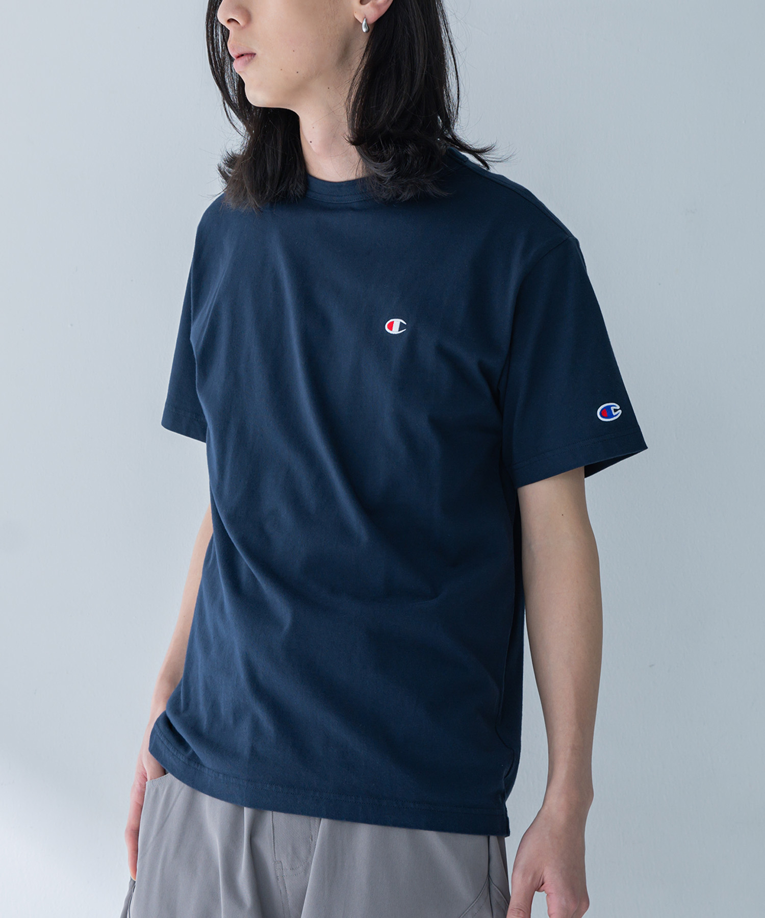 Tシャツ メンズ 夏 春 トップス カットソー 半袖 ロゴ 刺繍 ワンポイント 綿100％ クルーネック インナー チャンピオン Champion「メール便可」「10」 | osharewalker | 02