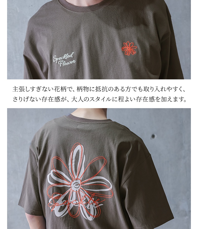 45rpm ロゴ　カットソー　花柄　45R クルーネック osharewalker（オシャレウォーカー） Tシャツ メンズ 夏 春 トップス