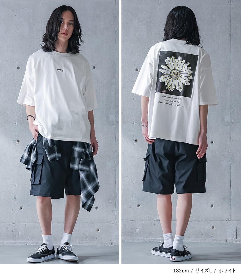 Tシャツ メンズ 春 夏 白 黒 M L カッ...の詳細画像3
