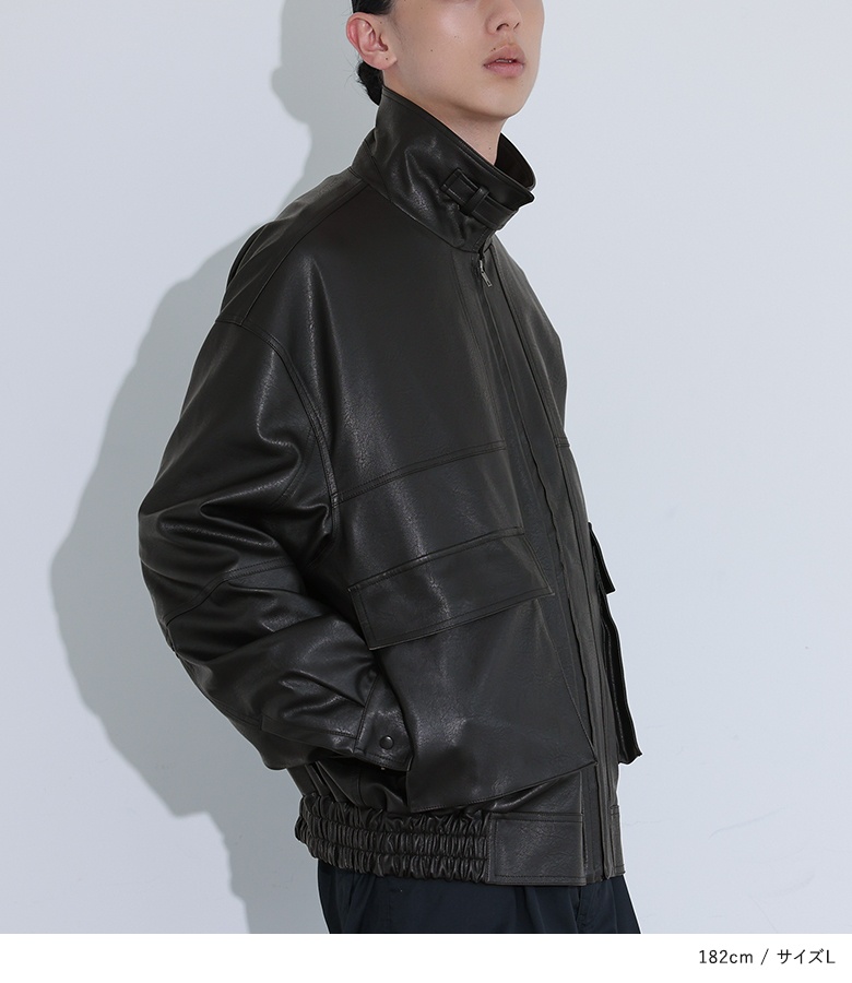 専用 フレームワーク 22AW フェイクレザー フライトジャケット ブラック FRAMeWORK（フレームワーク）の「フェイクレザーフライトジャケット