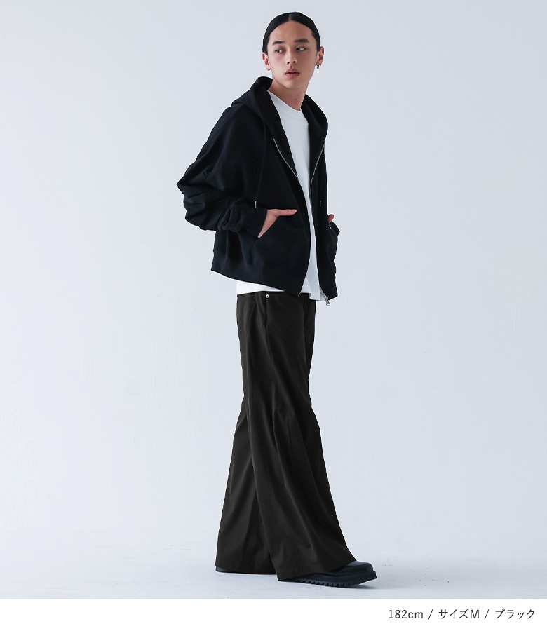 パンツ メンズ ロング丈 春 夏 秋 冬 カーブパンツ ワイド 白 黒 M L XL ストレッチ ゆったり オシャレウォーカー「メール便不可」「20」 | osharewalker | 07