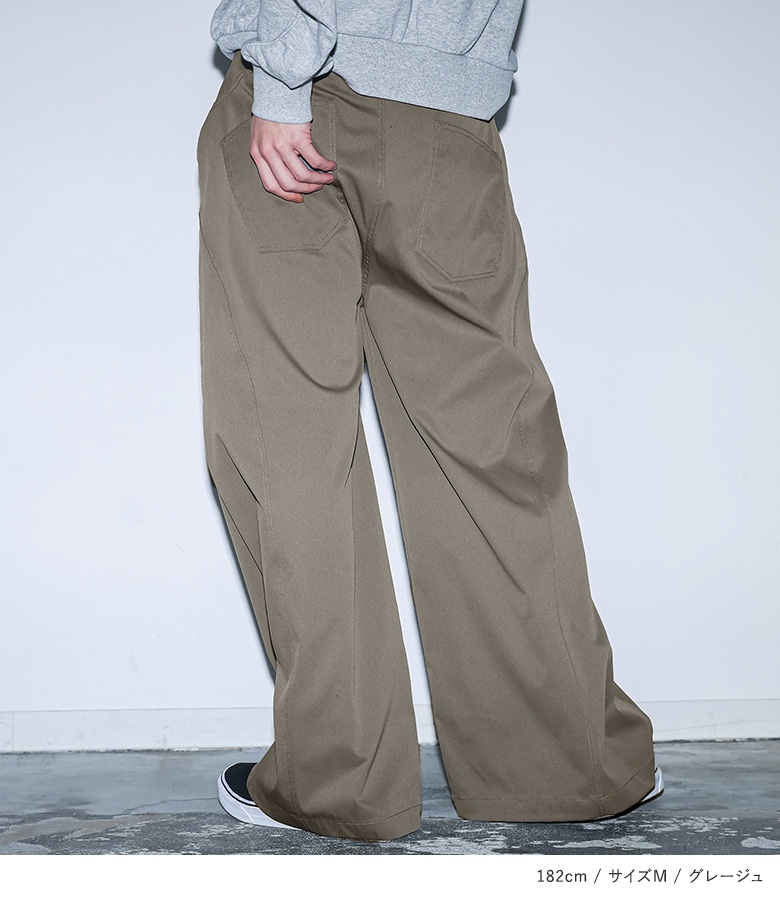 パンツ メンズ ロング丈 春 夏 秋 冬 カーブパンツ ワイド 白 黒 M L XL ストレッチ ゆったり オシャレウォーカー「メール便不可」「20」 | osharewalker | 14