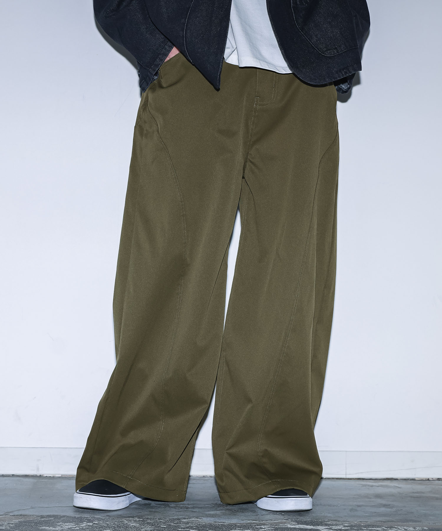 パンツ メンズ ロング丈 春 夏 秋 冬 カーブパンツ ワイド 白 黒 M L XL ストレッチ ゆったり オシャレウォーカー「メール便不可」「20」 | osharewalker | 03