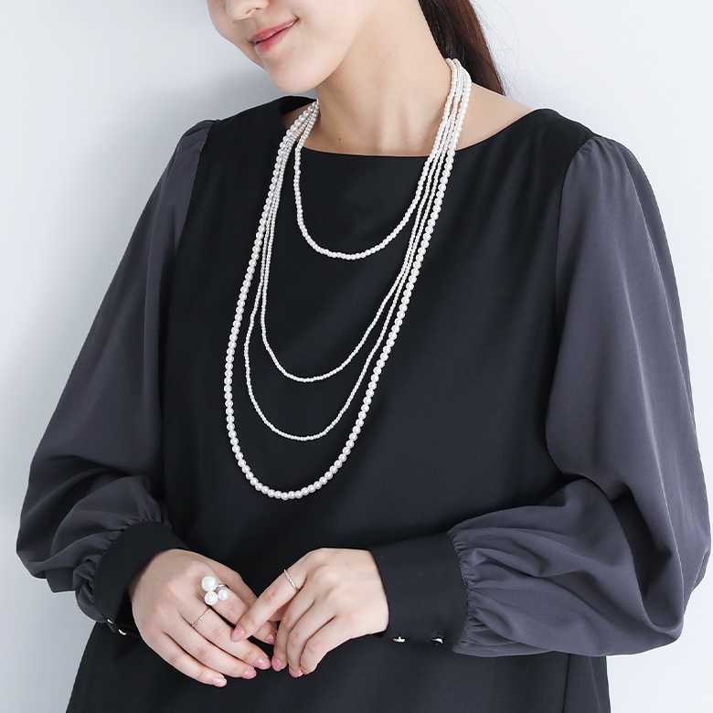 Yahoo! Yahoo!ショッピング(ヤフー ショッピング)パールネックレス レディース アクセサリー ネックレス パール 4連 フェイクパール 重ね付け風 パーティーアクセ※メール便可※[5]