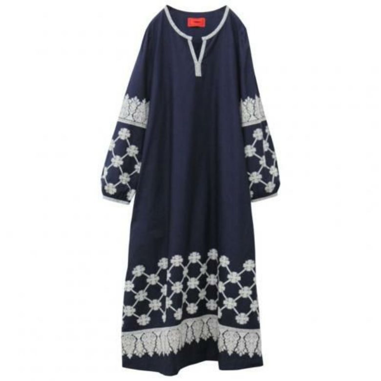 ワンピース レディース 刺繍ワンピース ロング丈 マキシ丈 ニュアンス刺繍ワンピース メール便不可 オシャレウォーカー 通販 Paypayモール