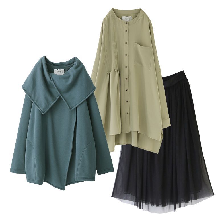 送料無料 福袋 レディース ブルゾン シャツ トップス スカート くすみカラーを効かせたモードコーデ3点set 返品 交換不可 メール便不可 オシャレウォーカー 通販 Paypayモール