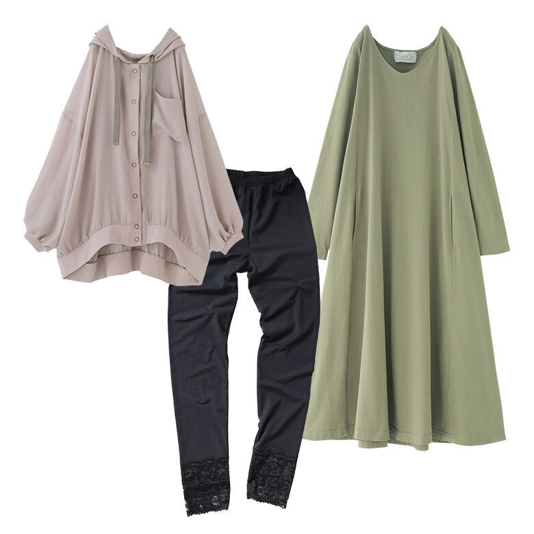 送料無料 福袋 レディース ブルゾン ロングワンピース レギンス 柔らか印象ブルゾン ワンピコーデ3点set 返品 交換不可 メール便不可 オシャレウォーカー 通販 Paypayモール