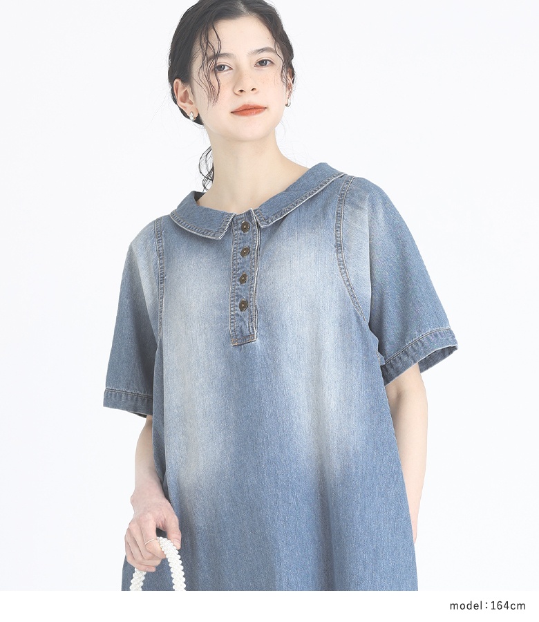 LAURA ASHLEY／ローラアシュレイ／デニムロングワンピース
