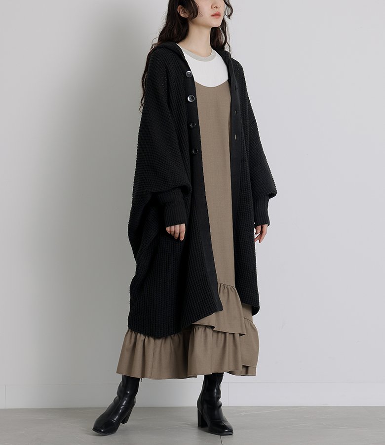 アルパカ ロング ニットカーディガン ショールカラー ウール