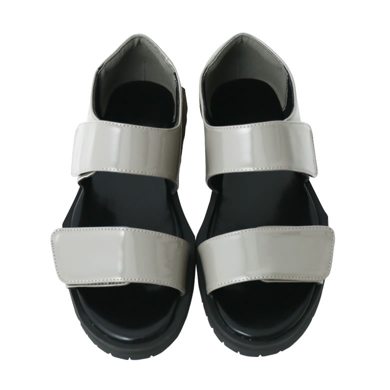 サンダル レディース 靴 エナメル オープントウ ベルト クッション ローヒール 疲れない ダブルベルトサンダル 返品交換不可 メール便不可 オシャレウォーカー 通販 Paypayモール