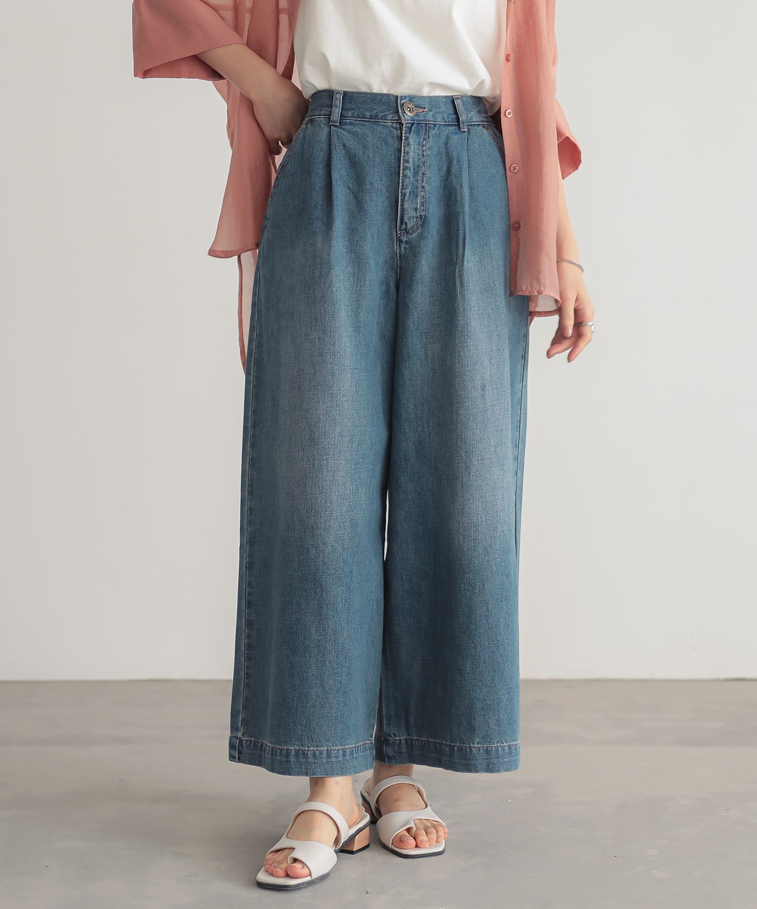 osharewalker デニム レディース ワイドパンツ ボトムス ワイド