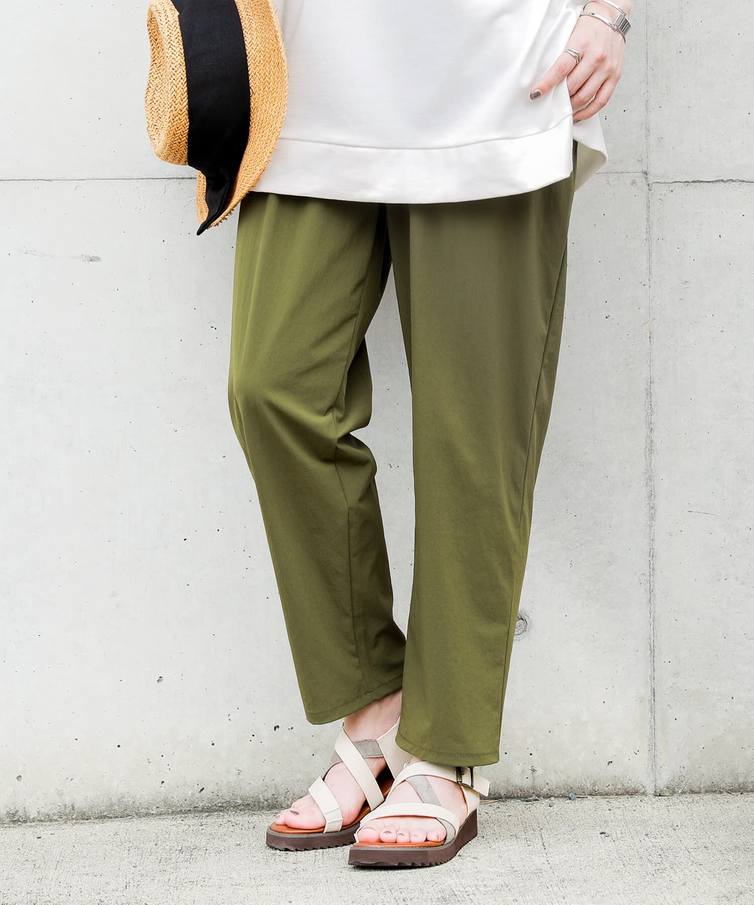 多機能パンツ レディース ボトムス ロング ストレッチ 防汚 冷感 抗菌 防臭 UVカット ハレアメシリーズ『ハレアメUV撥水テーパードパンツ』※メール便可※