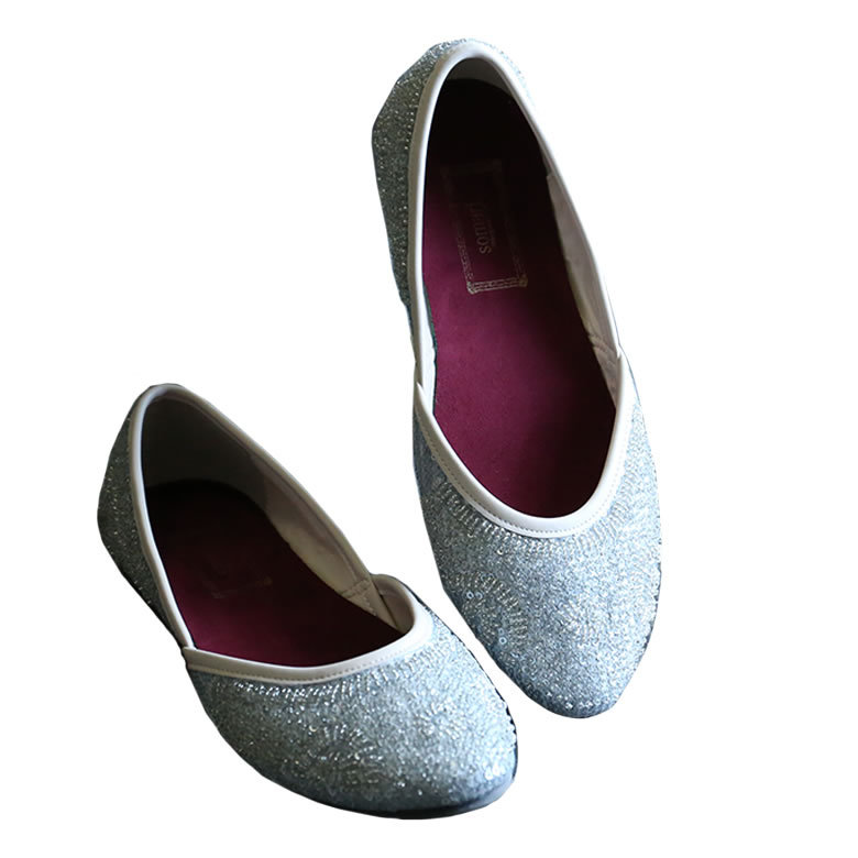 レディース 靴 シューズ パンプス シルバー ぺたんこ リュクス ビーズフラットパンプス メール便不可 オシャレウォーカー 通販 Paypayモール