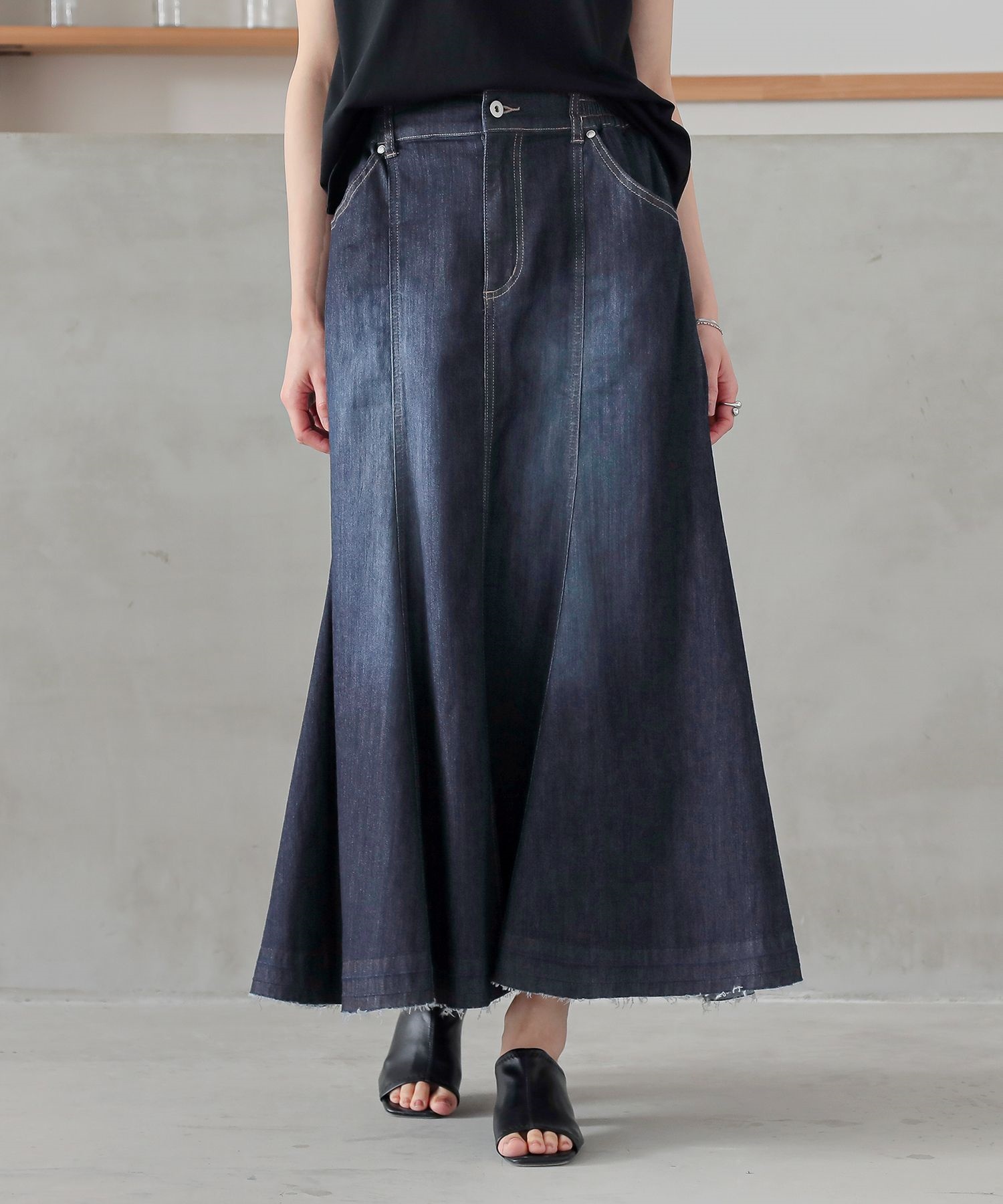 新品 JUN&ROPEメッシュ フレアスカート 【UV】【接触冷感】【防