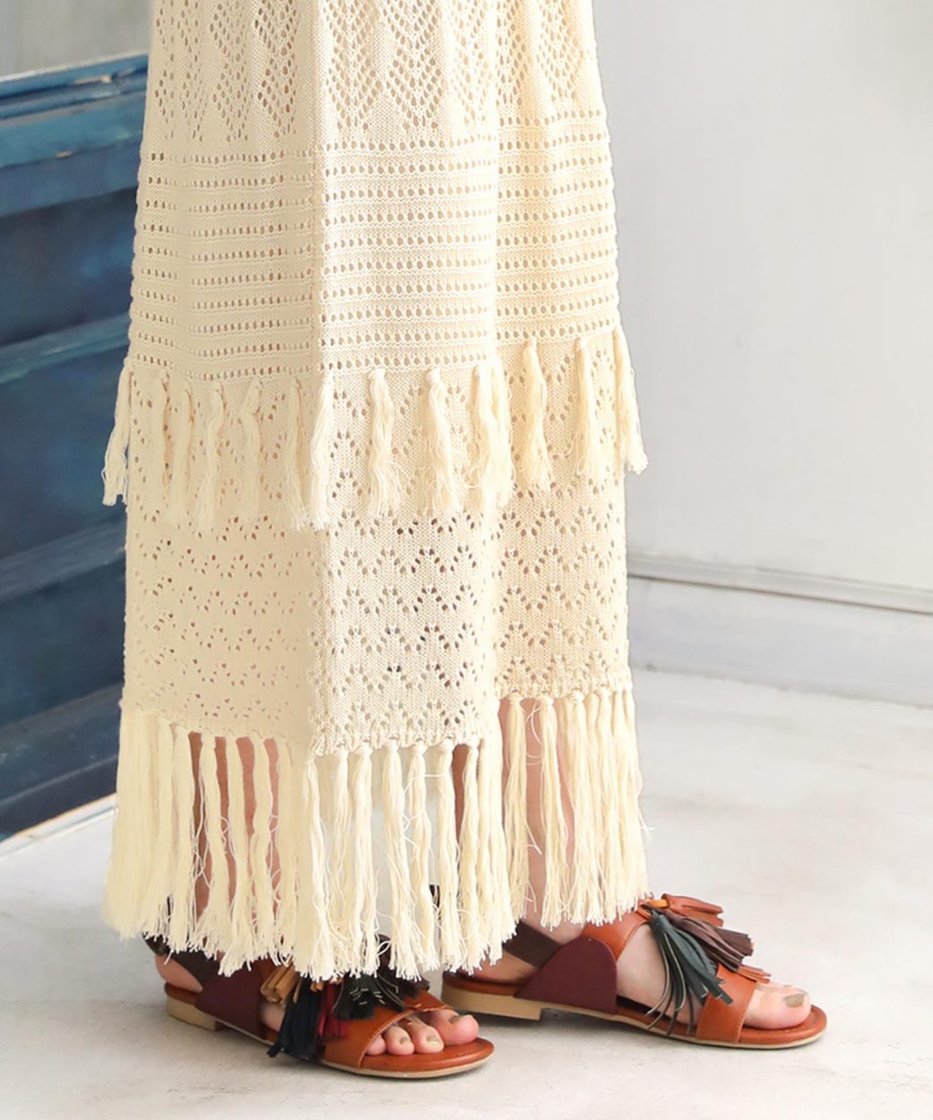 ができるの ロング ウエストリボン ダブルフリンジニットスカート オシャレウォーカー 通販 Paypayモール ニットスカート レディース ボトムス マキシ丈 透かし編み ったので Faisalabaddryport Com