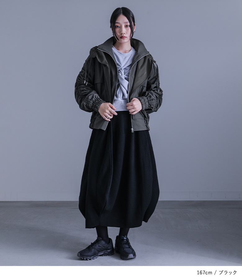 HERMES 2022秋冬 Look19 バスクレザー ウールストレッチスカート osharewalker ニット スカート レディース 秋冬 ボトムス ミモレ
