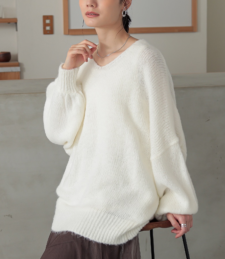 BOSS ボス　ピンク ニット 長袖　カシミヤ＋コットン　ゆったり着用 L〜XL VIS(ビス) / モヘアタッチシアーニット (トップス / ニット/セーター